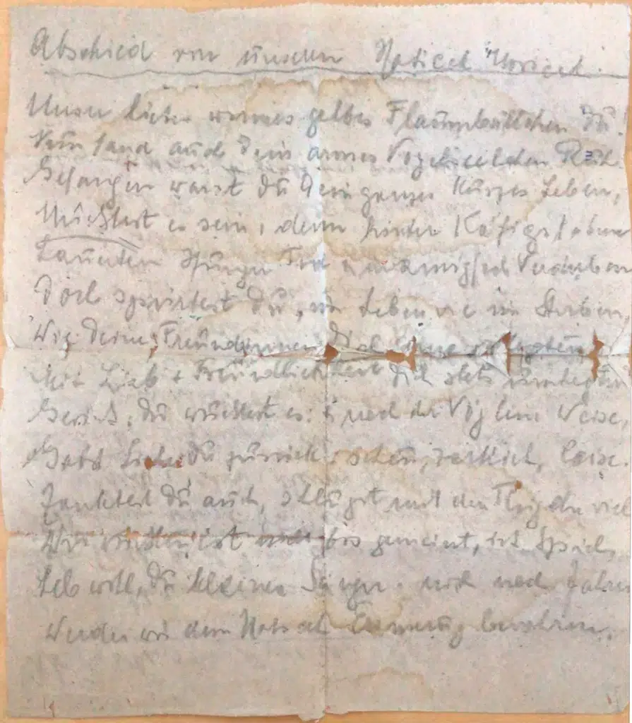 Poslední dopis Rudolfa Kussiho z Malé pevnosti Terezín