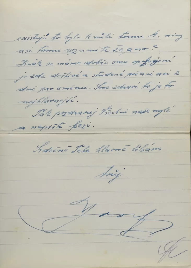 Dopis Josefa Kornfelda a jeho sestry Olgy Langerové z ghetta Izbica příbuzným do Plzně